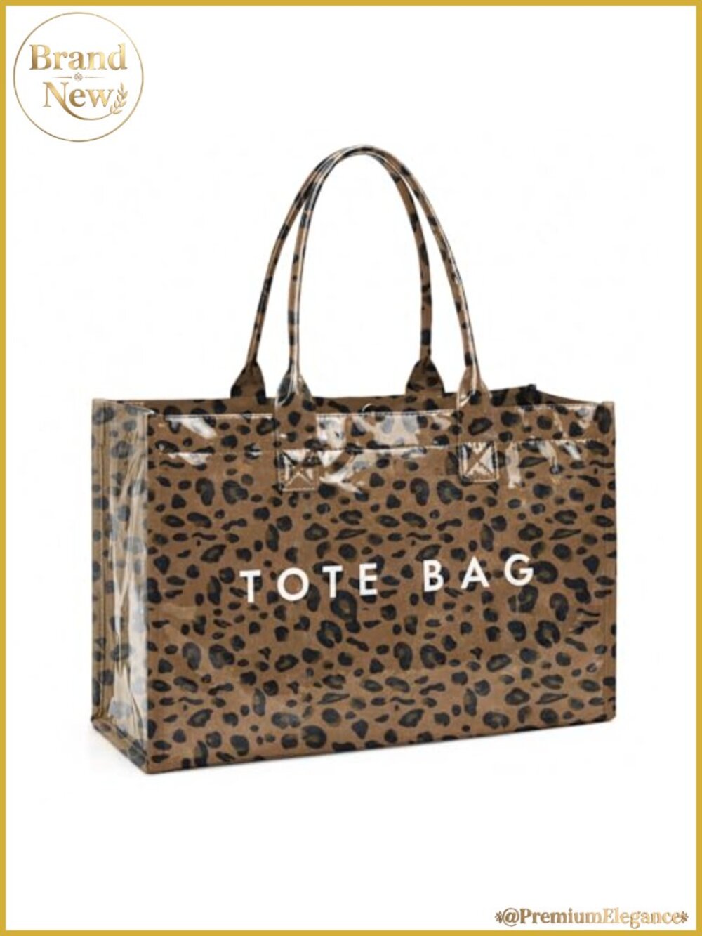 PVC Tote Bag Large Work Women Plastic Letter Print Shoulder Hobo Handbag